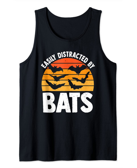 Discover Easily Distracted By Bats Cute Hanging Bat Halloween Lover Tank Top