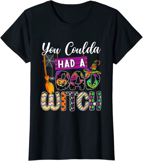 Discover You Coulda Had A Bad Witch Halloween Bad Witch Broom Costume T-Shirt