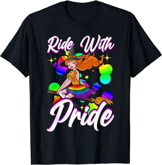 Discover Witch Ride With Pride LGBTQ Gay Lesbian Halloween T-Shirt