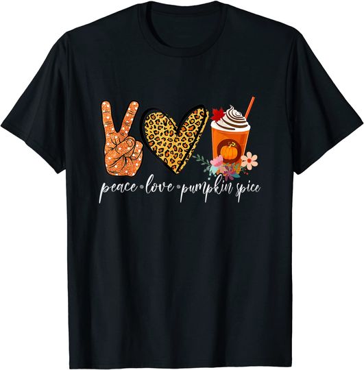 Discover Peace Love Pumpkin Spice Fall Halloween Thanksgiving Gift T-Shirt