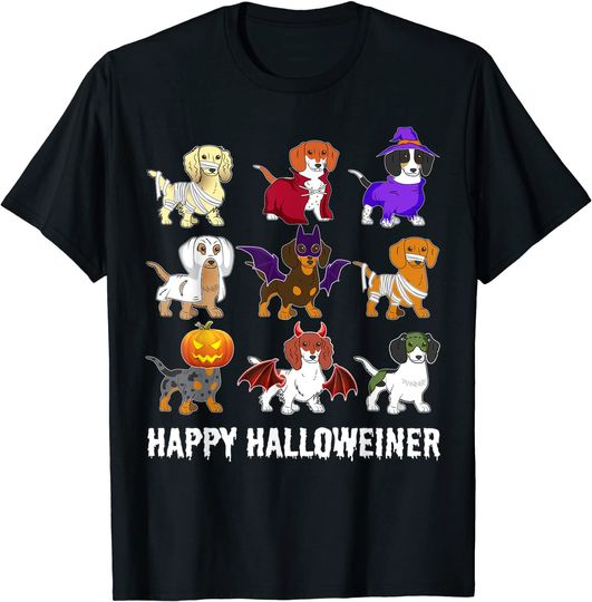 Discover Dachshund Happy Halloweiner Halloween T-Shirt