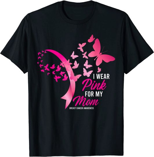 Discover I Wear Pink For My Mom Cute Breast Cancer Awareness T-Shirt
