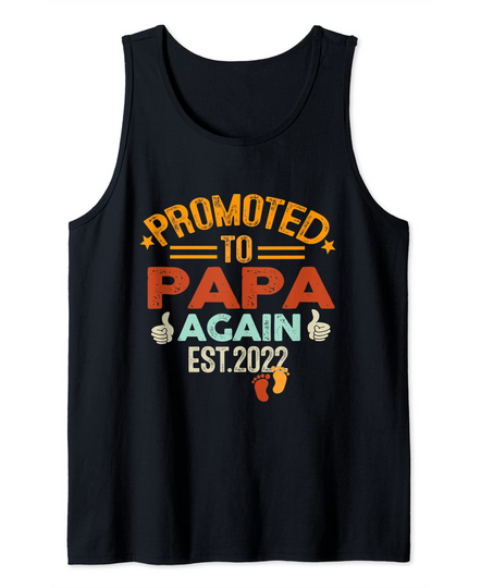 Discover Promoted To Papa Again Est 2022 Vintage Tank Top