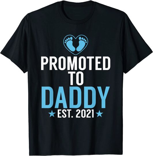 Discover Promoted To Daddy Est 2021 New Dad T-Shirt
