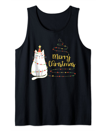 Discover Cute Holiday Cat Tree Merry Christmas Cat Lovers Tank Top