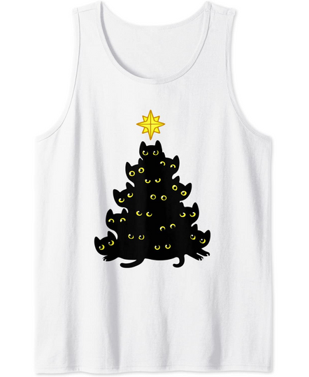 Discover Enjoy Cool Funny Christmas Black Cats Decoration Tree Anime Tank Top