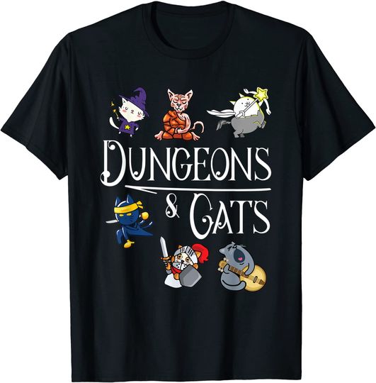 Discover Dungeons And Cats Dragon Cat Kitten T-Shirt