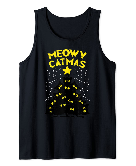 Discover Meowy Catmas Black Cats Tree Funny Cat Owner Christmas Gift Tank Top