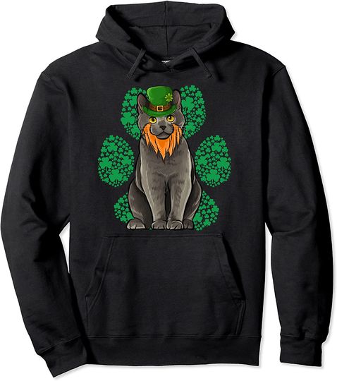 Discover Leprechaun Chartreux St Patricks Day Shamrock Paw Pullover Hoodie
