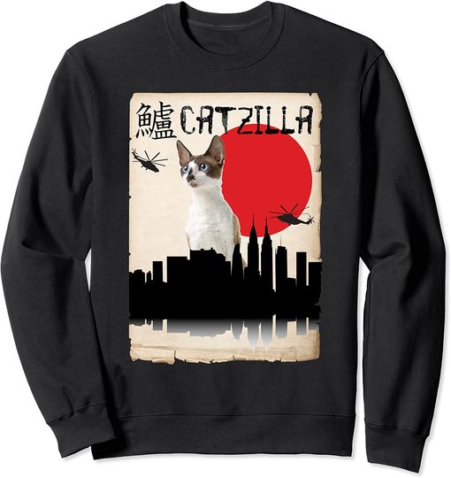 Discover Cornish Rex Cat Catzilla Sweatshirt