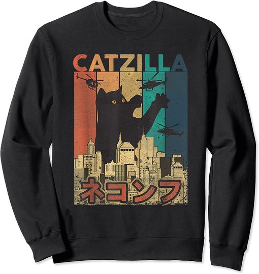 Discover Catzilla Cat Asian Design Fun Original Sweatshirt