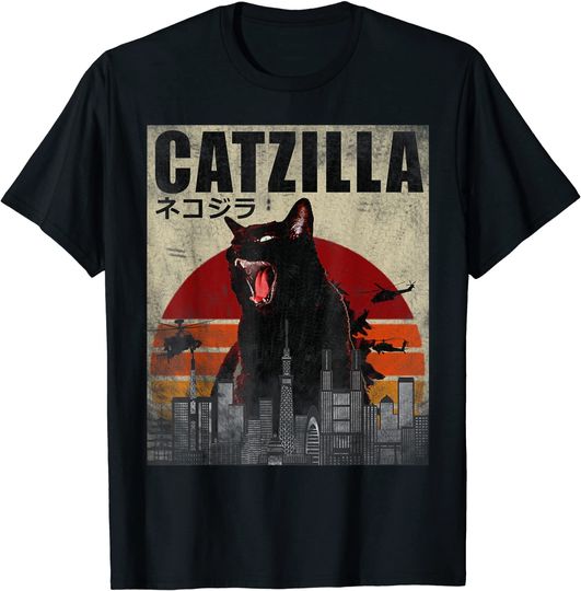 Discover Catzillay Cat Japanese Sunset T-Shirt