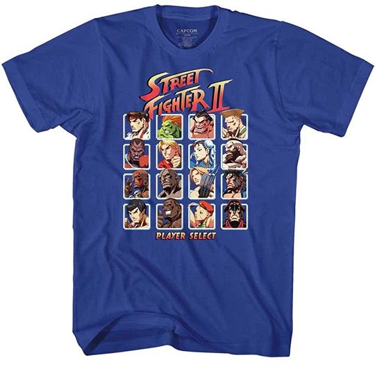 Discover Street Fighter Video Martial Arts Arcade Game Player Select Adult T-Shirt Tee