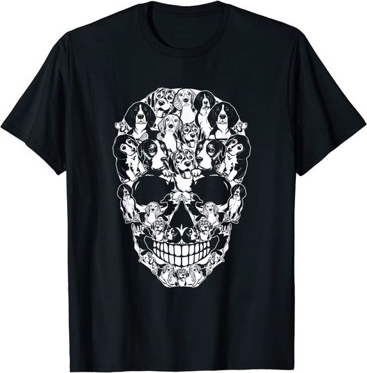 Discover Beagle Dog Skull Halloween T-Shirt