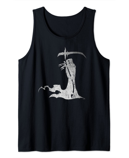 Discover Grim Reaper God of Death Tattoo Style Halloween Emo Gothic Tank Top