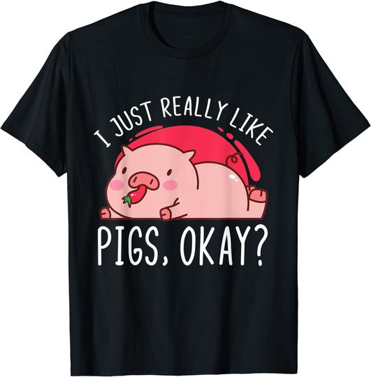 Discover I Just Really Like Pigs, Ok? Farm Animals Domestic Piggy T-Shirt