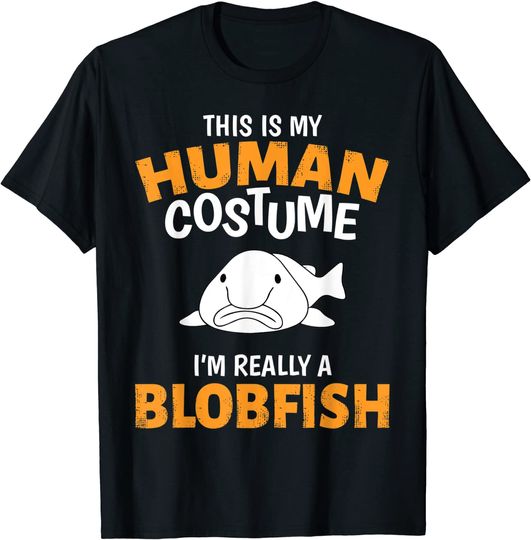 Discover This is My Human Costume I'm Really A Blobfish Halloween T-Shirt