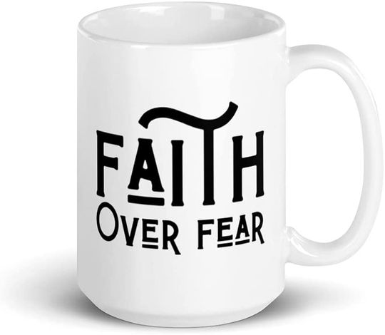Discover Faith Over Fear White Glossy Mug