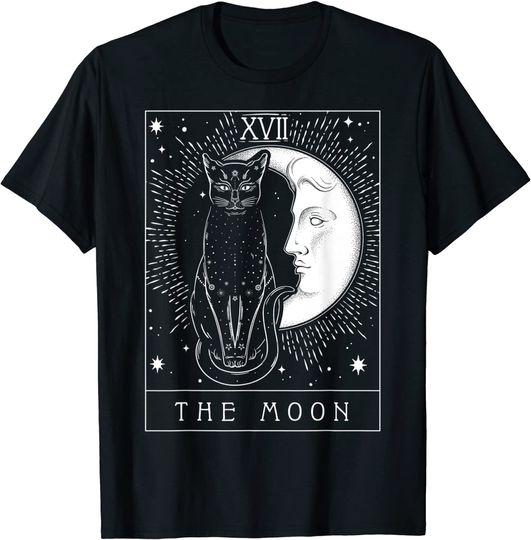 Discover Tarot Card Crescent Moon And Cat Graphic T-Shirt