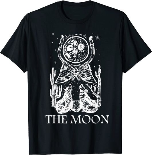 Discover Tarot Card Shirt The Moon Occult Scary Gothic T-Shirt