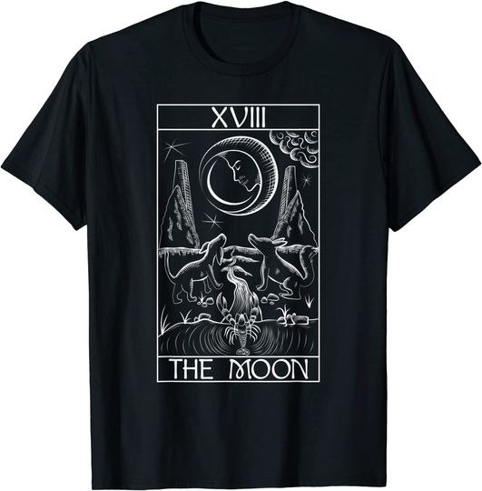 Discover Tarot Card The Moon XVIII Occult Vintage T-Shirt