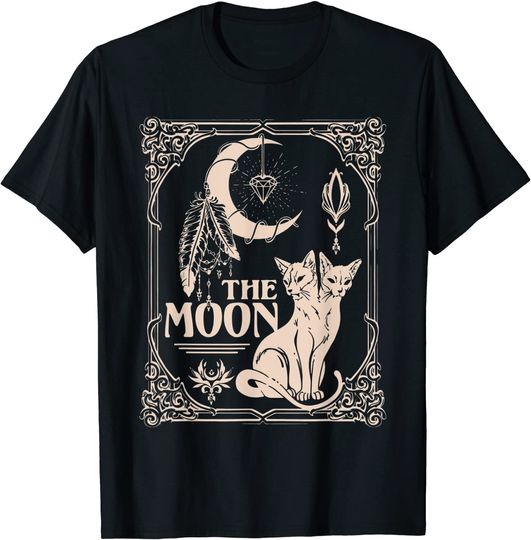 Discover Gothic Tarot Card The Moon And Cat Halloween Witch Costume T-Shirt