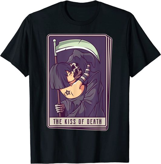 Discover Blackcraft Vintage Death the Grim Reaper Kiss Tarot Card T-Shirt