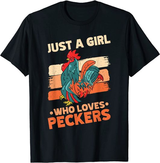 Discover Just A Girl Who Loves Peckers Funny Vintage Chicken Farmer T-Shirt