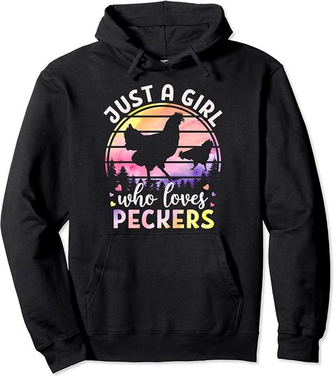 Discover Just A Girl Who Loves Peckers Watercolor Chicken Lovers Pullover Hoodie