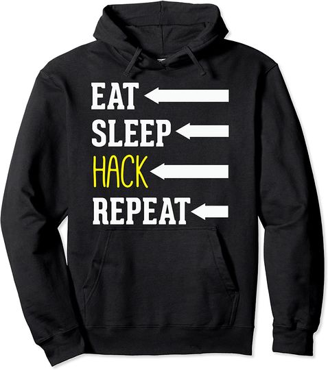 Discover Eat Sleep Hack Repeat Hacker Quote Saying Pullover Hoodie