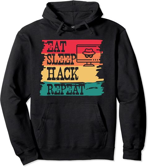 Discover Eat Sleep Hack Repeat Retro Vintage Hacker Quote design Pullover Hoodie