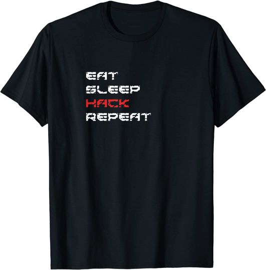 Discover Eat Sleep Hack Repeat Hacking Cybersecurity T-shirt