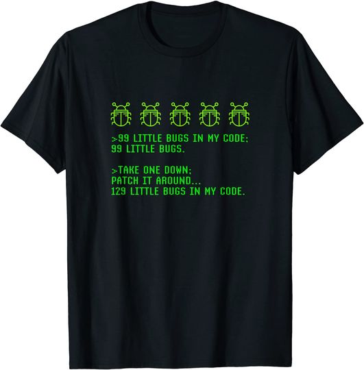 Discover Debugging Programming Coding Coder 99 Bugs In My Code T-Shirt