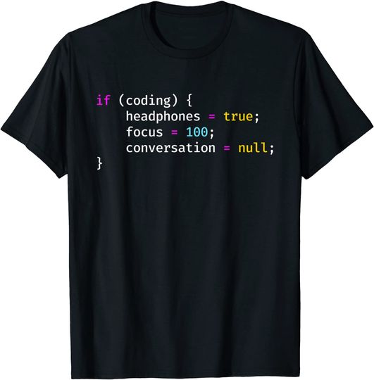 Discover Joke Programming If Coding Headphones Focus T-Shirt