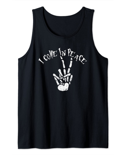 Discover I Come in Peace Sign Deuces Skeleton Hand Gesture Tank Top