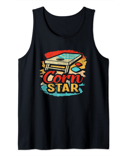 Discover Corn Star Cornhole Bean Bag Toss Champion Player Retro Tank Top
