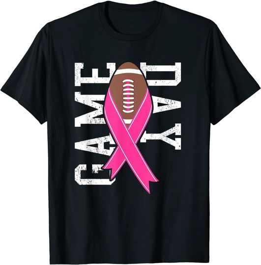 Discover Game Day - Breast Cancer Awareness Pink Football Ribbon T-Shirt