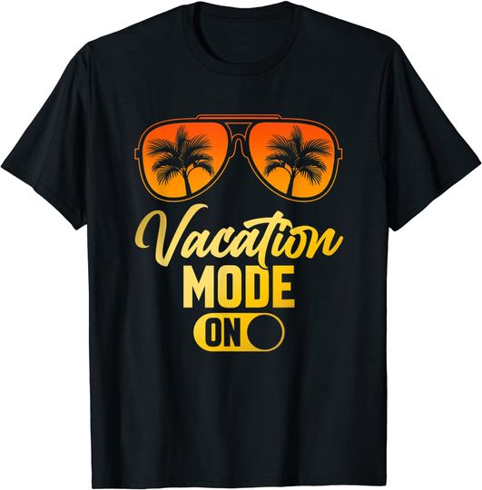 Discover Vacation Mode On Summer Beach Sunglasses Palm Tree T-Shirt