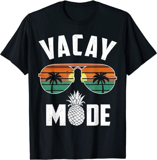 Discover Vacation Mode On Vacay Mode Retro Sunglasses Vintage SummerT-Shirt
