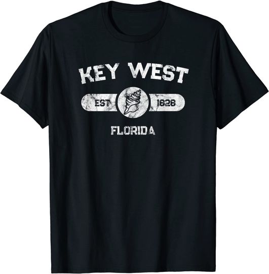 Discover Key West Florida Keys Vintage Souvenir Conch Republic T-Shirt