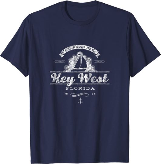 Discover Key West FL Sailboat Vintage Nautical Throwback T-Shirt
