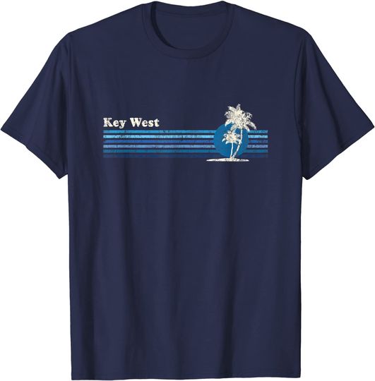 Discover Key West FL Vintage 80s Palm Trees Sunset T-Shirt