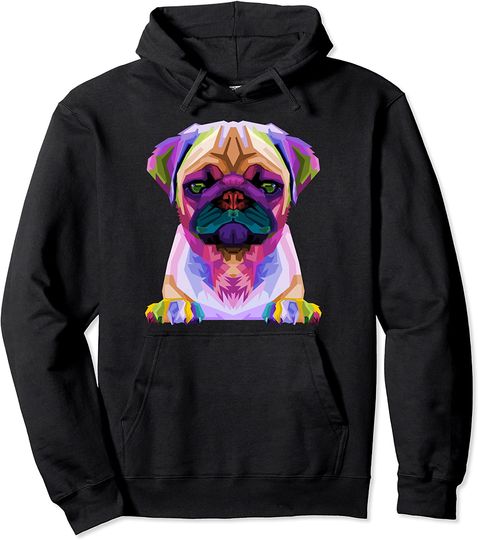 Discover Pug Pop Art Colorful Portrait For Dog Lovers Pullover Hoodie