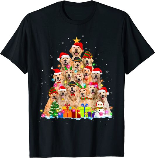 Discover Christmas Pajama Golden Retriever Tree Xmas T-Shirt
