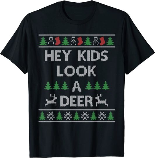 Discover Hey Kids Look A Deer Christmas Family Winter Vacation  T-Shirt