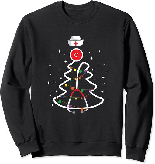 Discover Christmas Nurse Stethoscope Tree Nurse Sweatshirt