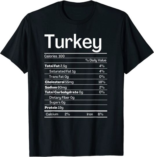 Discover Turkey Nutrition Facts Shirt Funny Nutrition Thanksgiving T-Shirt