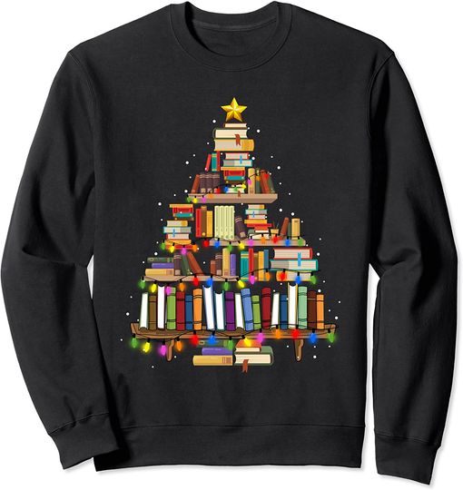 Discover Christmas Library Tree Gift For Librarian And Book Lover Sweatshirt