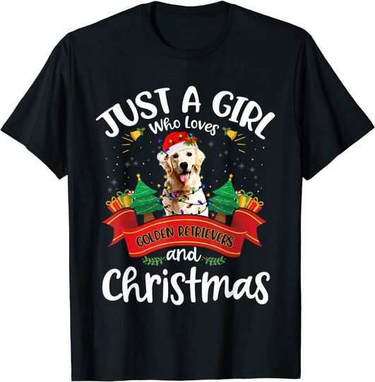 Discover Just A Girl Who Loves Golden Retriever And Christmas T-Shirt