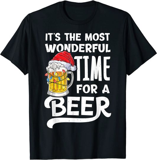 Discover It's The Most Wonderful Time For A Beer Christmas Santa Hat T-Shirt